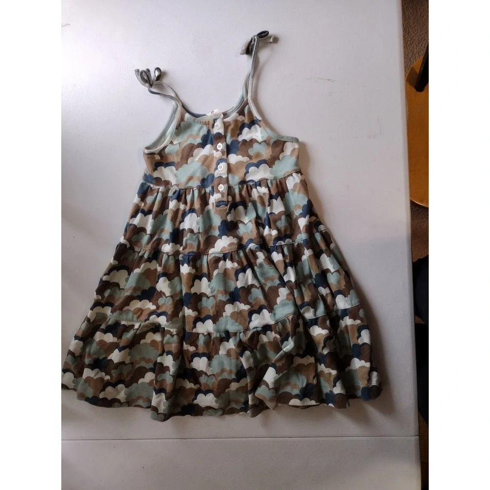 Kate Quinn Girls Cloud Print Tiered Sundress Sleeveless Organic Cotton Cute